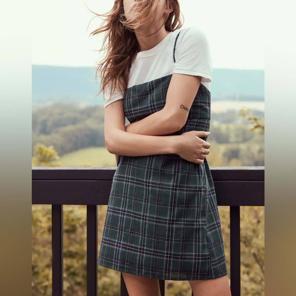 UO Straight-Neck Plaid Mini Dress